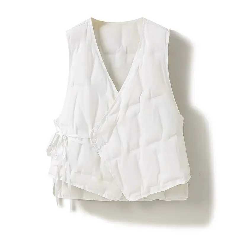 Coat Inner wear Base Liner Collarless V-neck Lightweight Belt down Jacket Cotton-padded Clothes Vest Outer WearT251128
