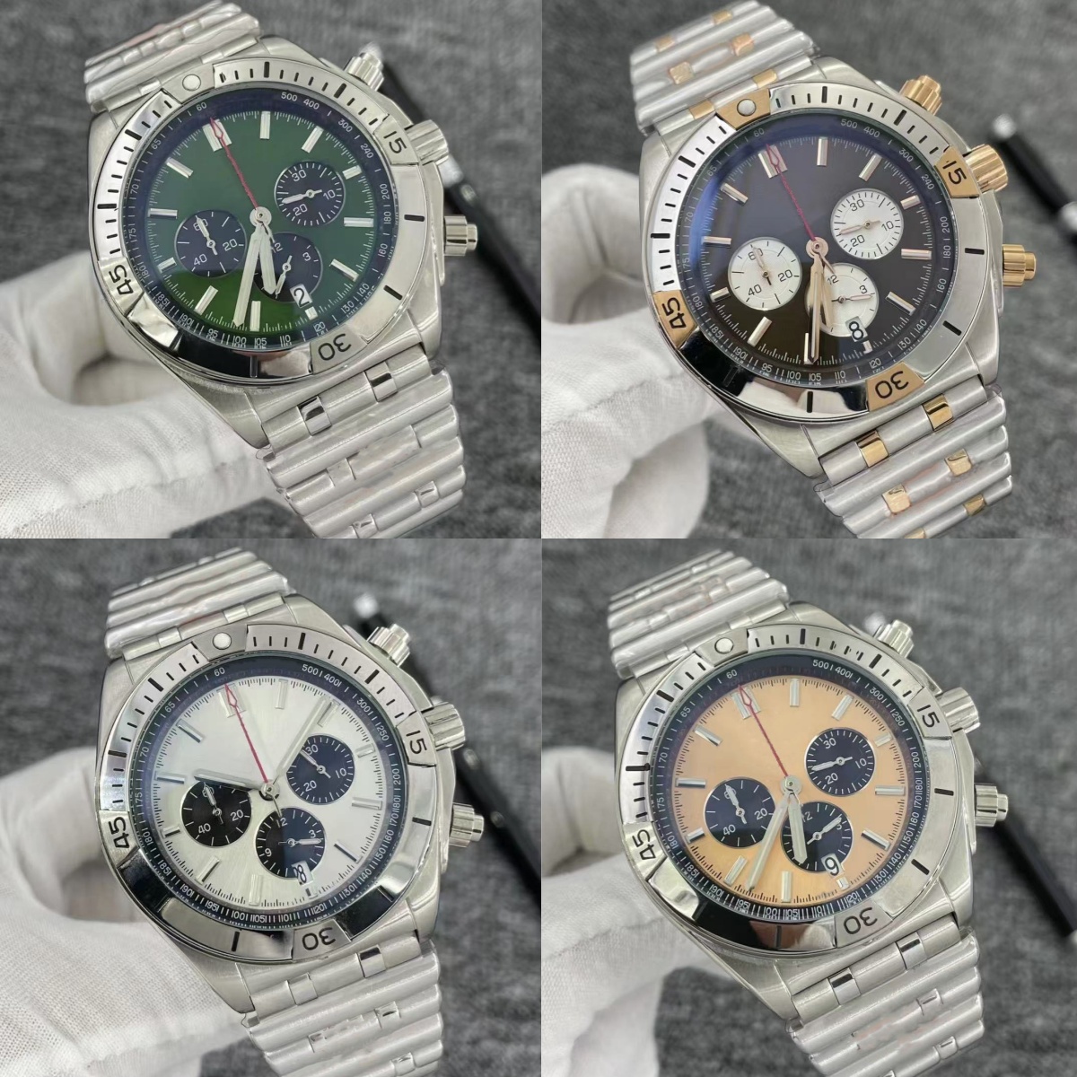 WatchsStainless Steel Men's Quartz Watch with Sapphire Crystal - Waterproof & Durable 44mm