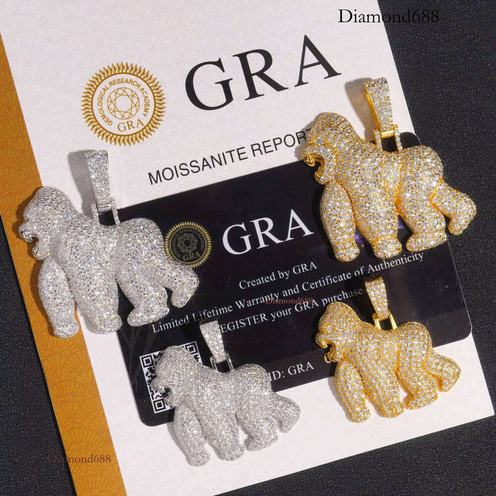 Sparkly Orangutan hip-hop Ice out 925 sterling silver VVS Moissonite Diamond pendant for quick delivery of a man's gift