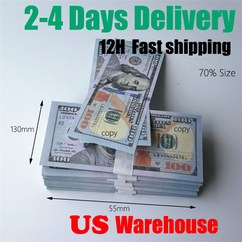 Prop Money USA Dollars Party Supplies Fake Money For Child Teaching For Movie Banknote Paper Novelty Toys 20 50 100 Dollar Currency Movies Money 130*55mm 70% Size