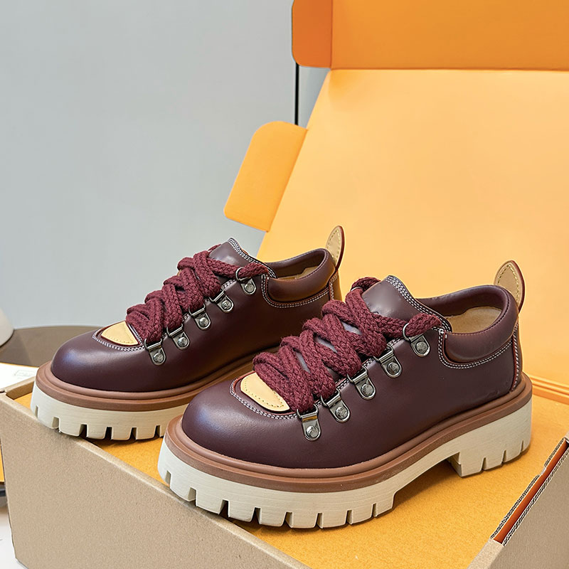 Plain Calf Couple Lace up platform ride knight Martin Boots Vacation outdoor shoe new luxury Remix Derby ankle boots designer Mens Womens shoe Classic Hiking boots