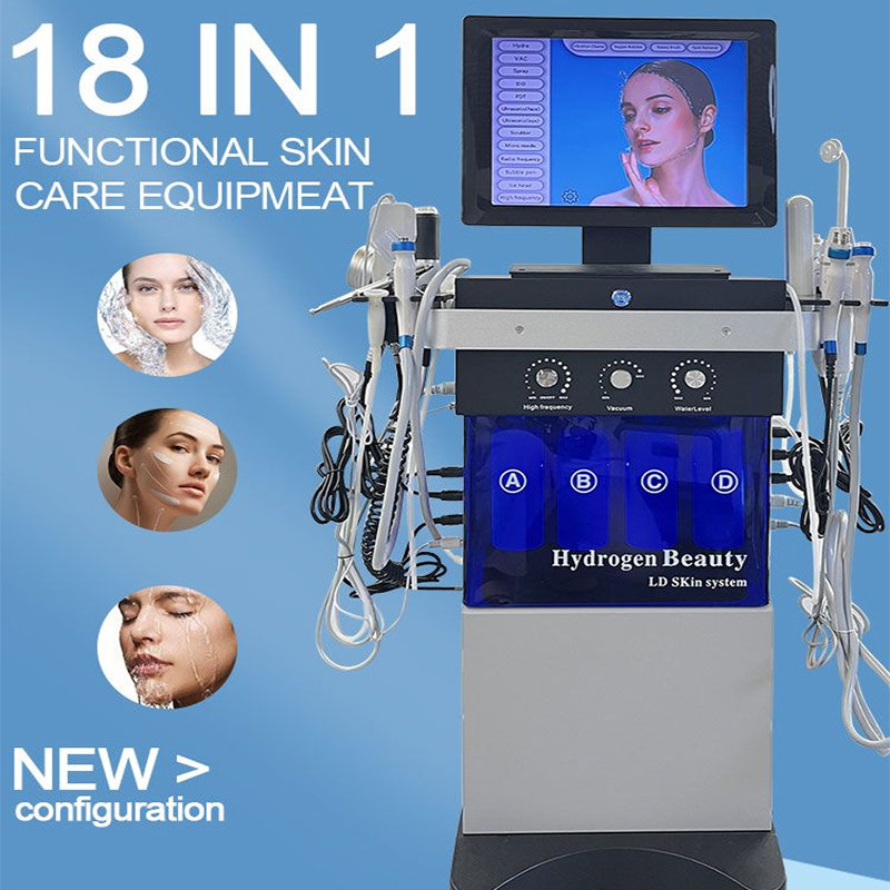 New High Quality Hydro Diamond Microdermabrasion 18 In 1 Facials Deep Cleaning Machine Oxygen Jet Aqua Peeling Beauty Facial Deep Cleaning Acne Remova