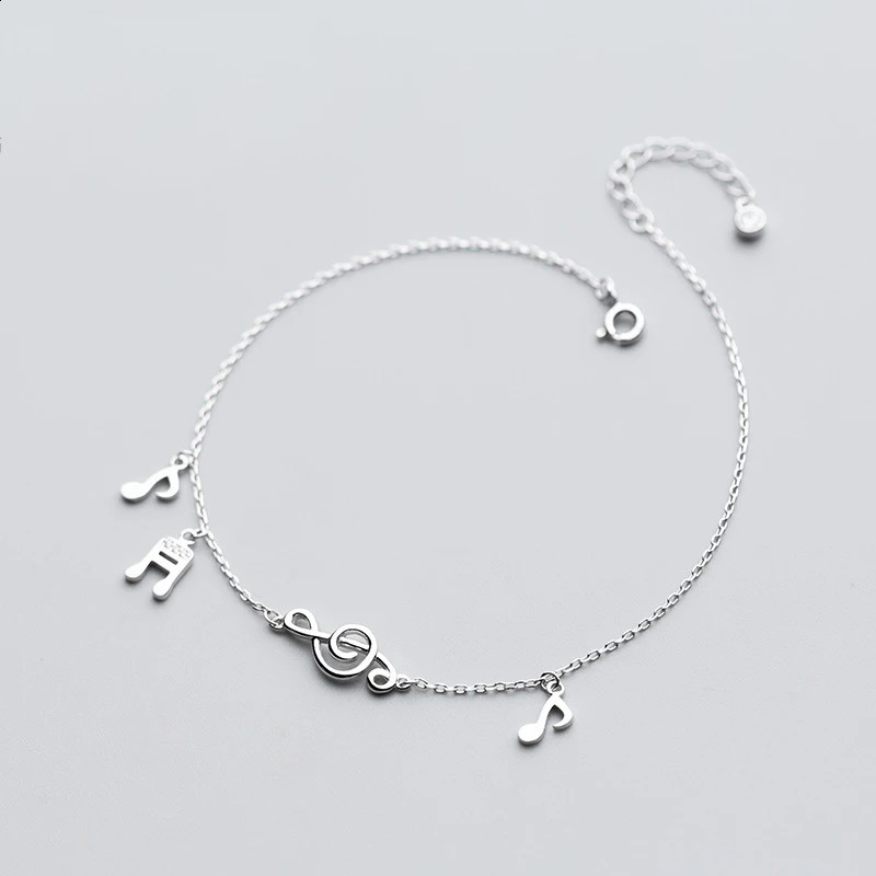 Enosola 925 Sterling Silver Cute Music Note Charm Anklet for Women Silver Ankle Bracelet Jewelry on Leg Chain Adjustable Length 250423
