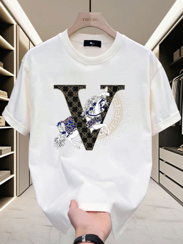 free shipping designer Men's T-Shirts 2025 summer new casual versatile round neck short sleeved T-shirt, light luxury and handsome men's clo