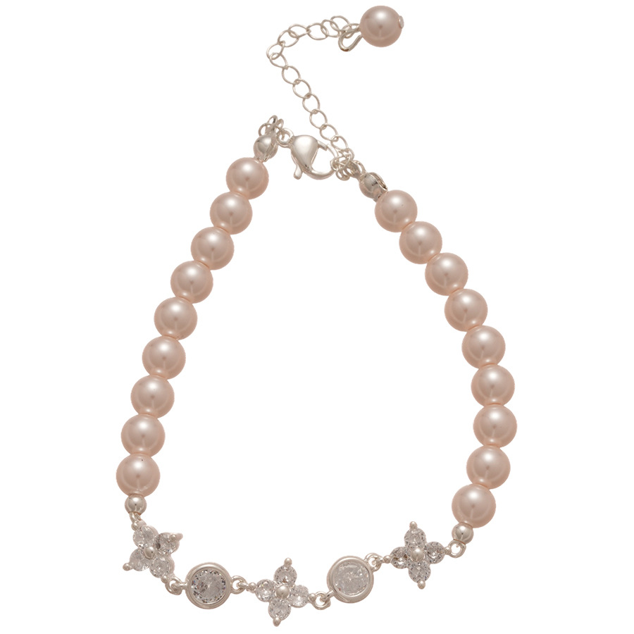 Super Sparkling Zircon Pearl Beaded Flower Round Pendant Elegant Bracelet Light Luxury High-end Hand Accessories for Women - view 8