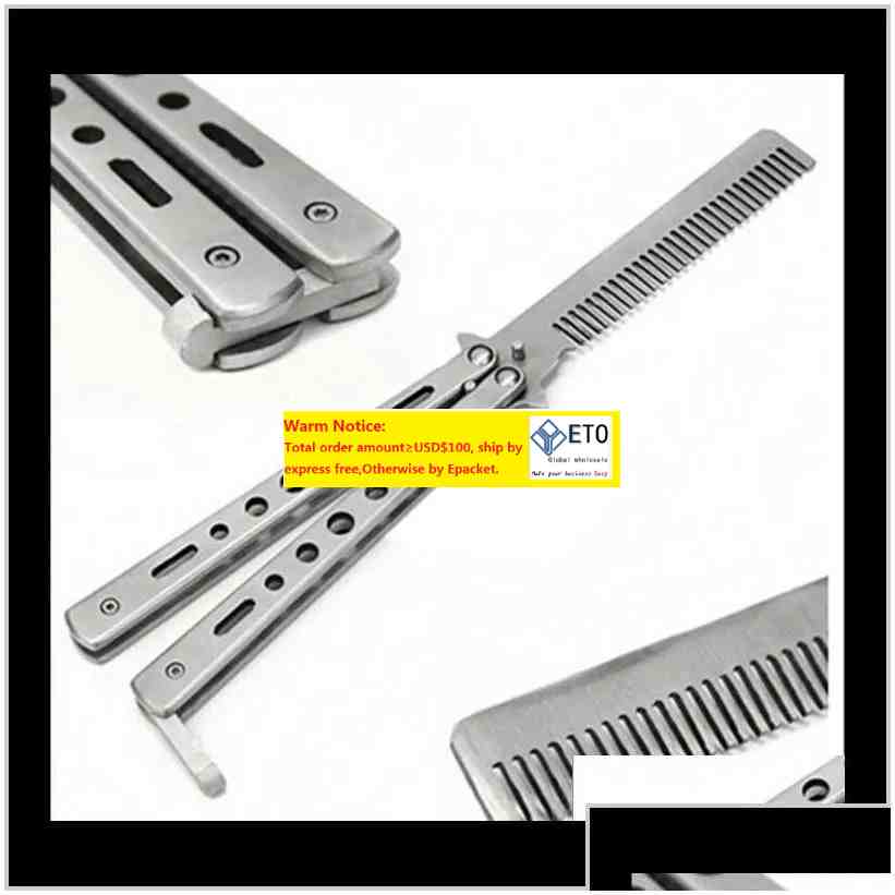 Hair Brushes 100Pcs Fashion Delicate Pro Salon Stainless Steel Folding Training Butterfly Practice Style Knife Comb Tool Jwgde Djlet D Dhlvu 369 LL