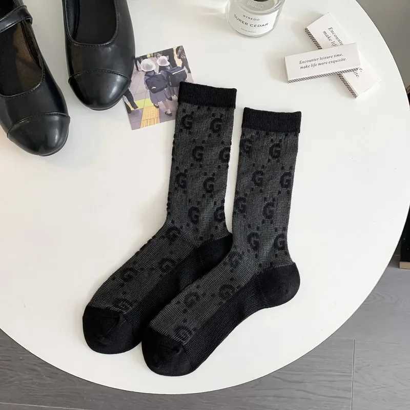 Trendy Womens Mid length Socks Double Needle Thin Spring/Summer Breathable Short Socks Korean Edition Base Long Socks J251128