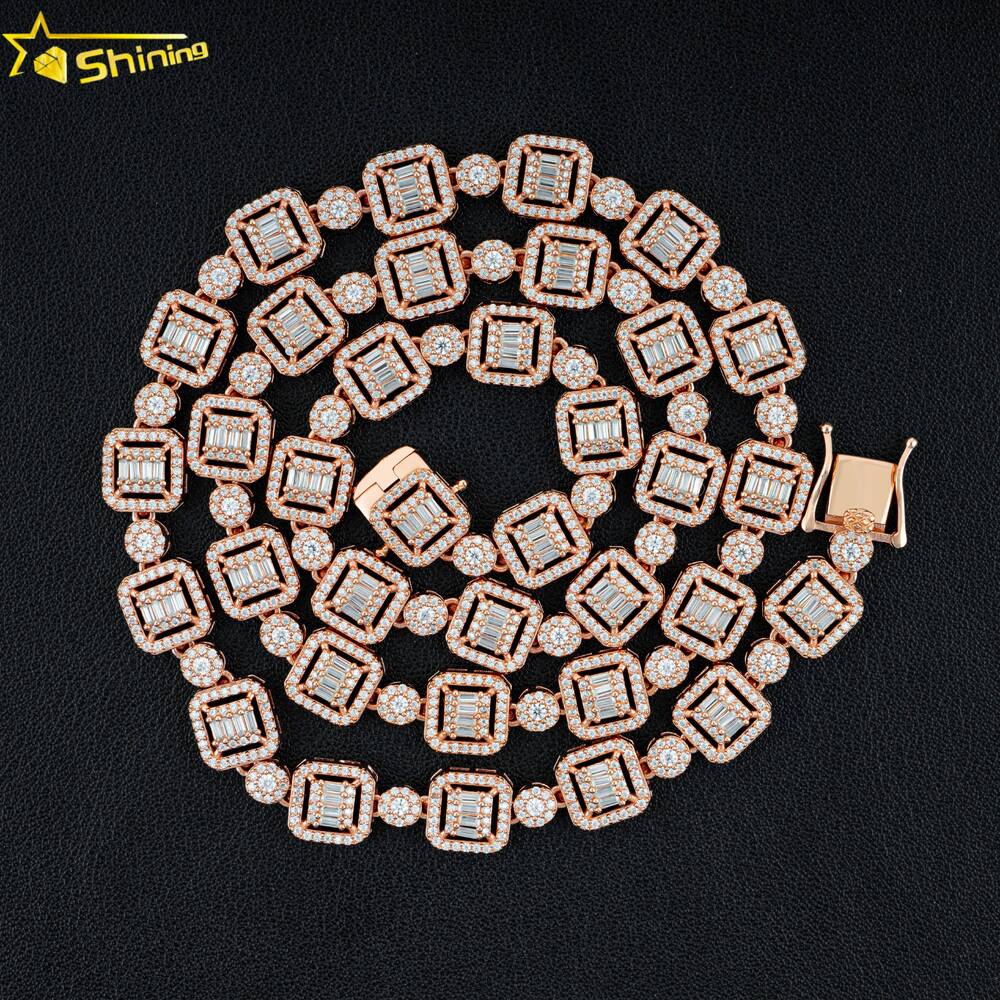 New Arrivals Hip Hop Iced Out Emerald Cut Moissanite Cuban Necklace for Women Men
