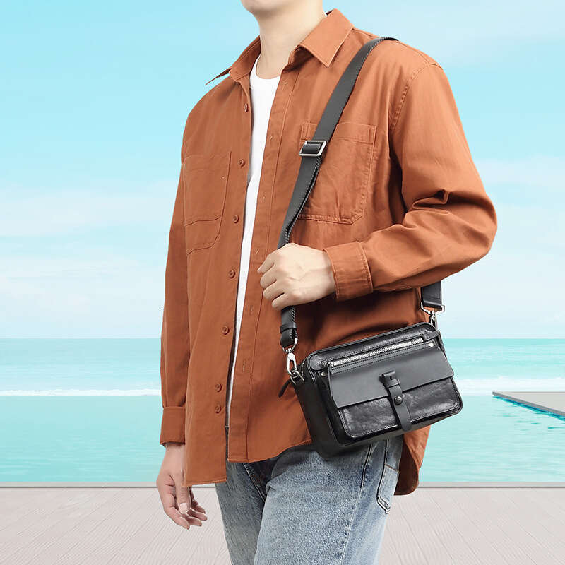 Luxury Bag Designer New Genuine Leather Horizontal Casual Niche Crossbody Fashion Commuter Top Layer Cowhide Men S Shoulder Bag