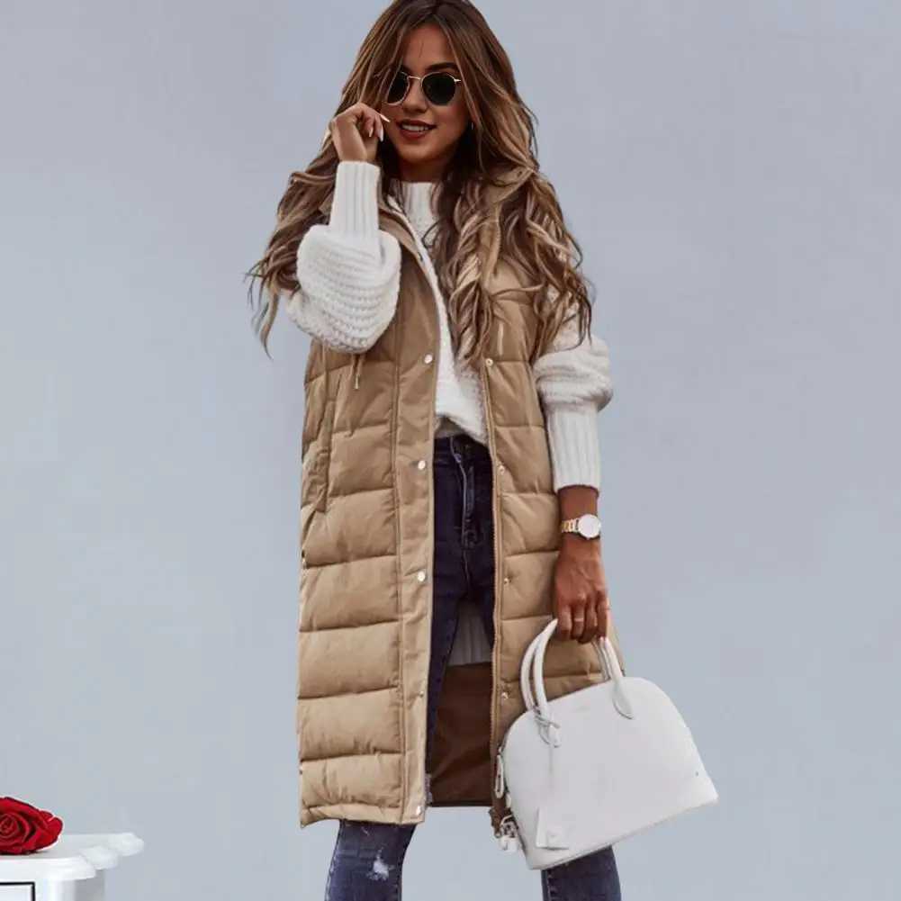 Long with Hood Outdoor Vest Down Womens Jacket Quilted Coat Sleeveless Jacket Winter Light Weight SweatersT251128