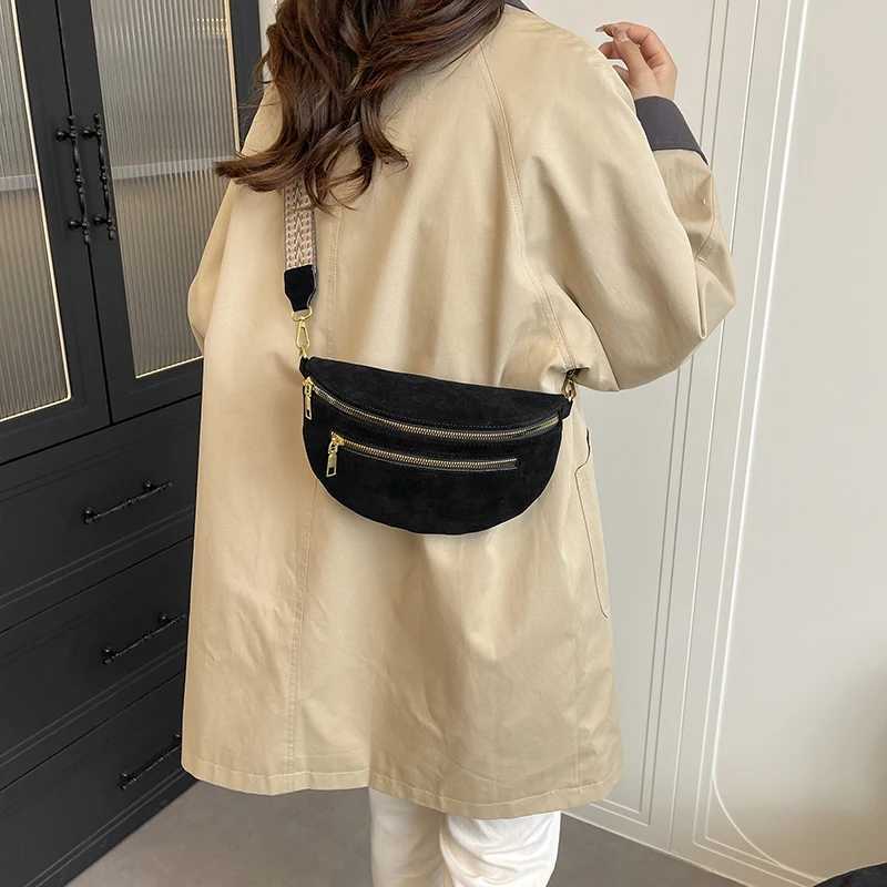 2025 Winter Faux Suede Chest Bag Woman Waist Bag Street Trend Fanny Pack Casual travel Female Shoulder Crossbody Bag Phone PurseT251128