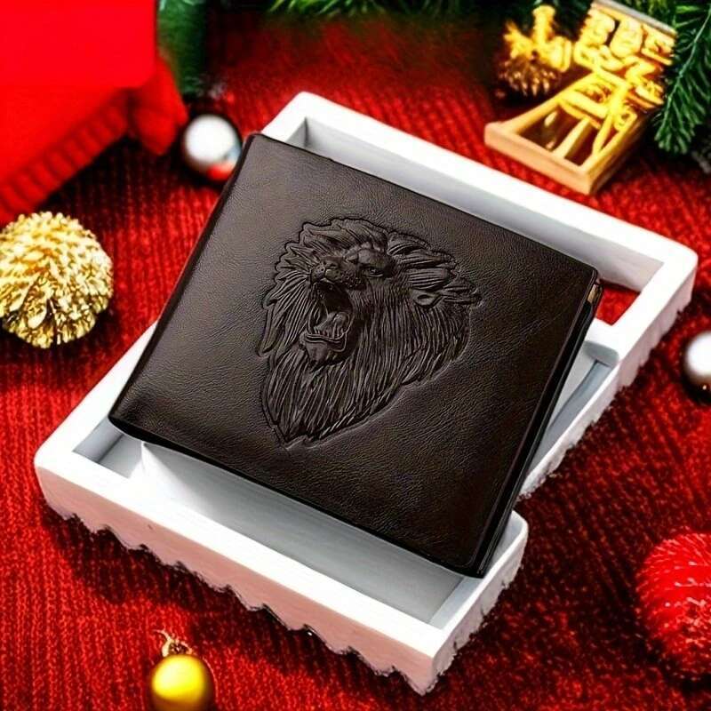 Pc Lion D Emed Pattern Wallet Business PU Leather Coin Credit Card Bag for Men s Xmas Gift designer wallet