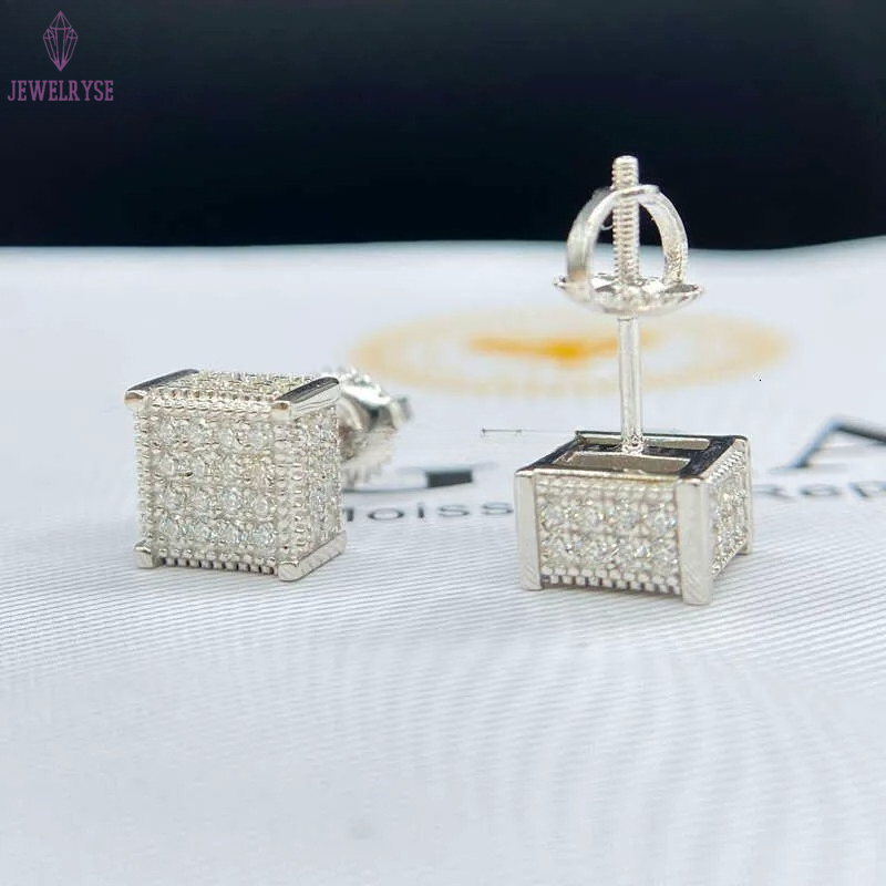 Fashion Jewelry Beautiful Fine Box Packaging Sterling Sliver Moissanite Earrings For Men Or Women