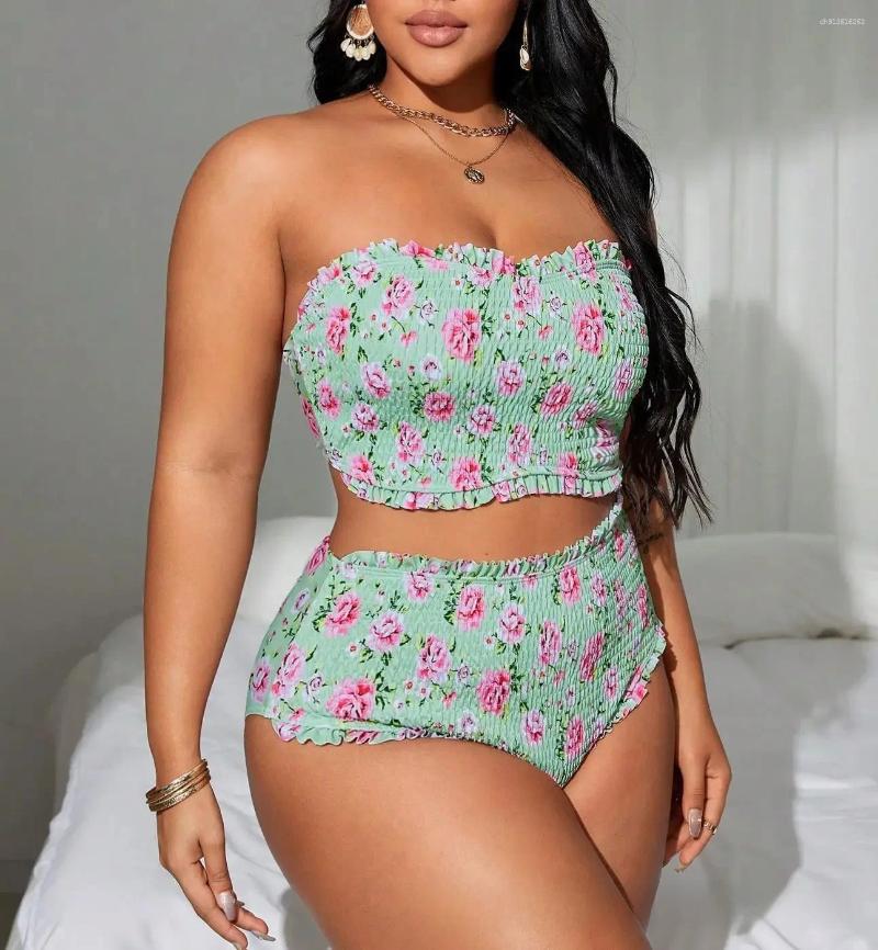 Women's Swimwear Sexy Bikini Set Two-Piece Swimsuit Large Size Cross-Border Print Strapless Xingyatu 2025 Arrival