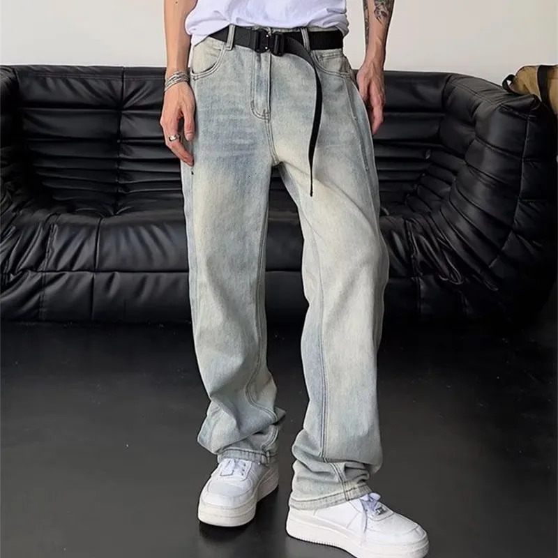 Cool Retro Washed Baggy Men Hip Hop Jeans Pants Fashion Straight Vintage Loose Denim Trousers Y2K Clothes 251128