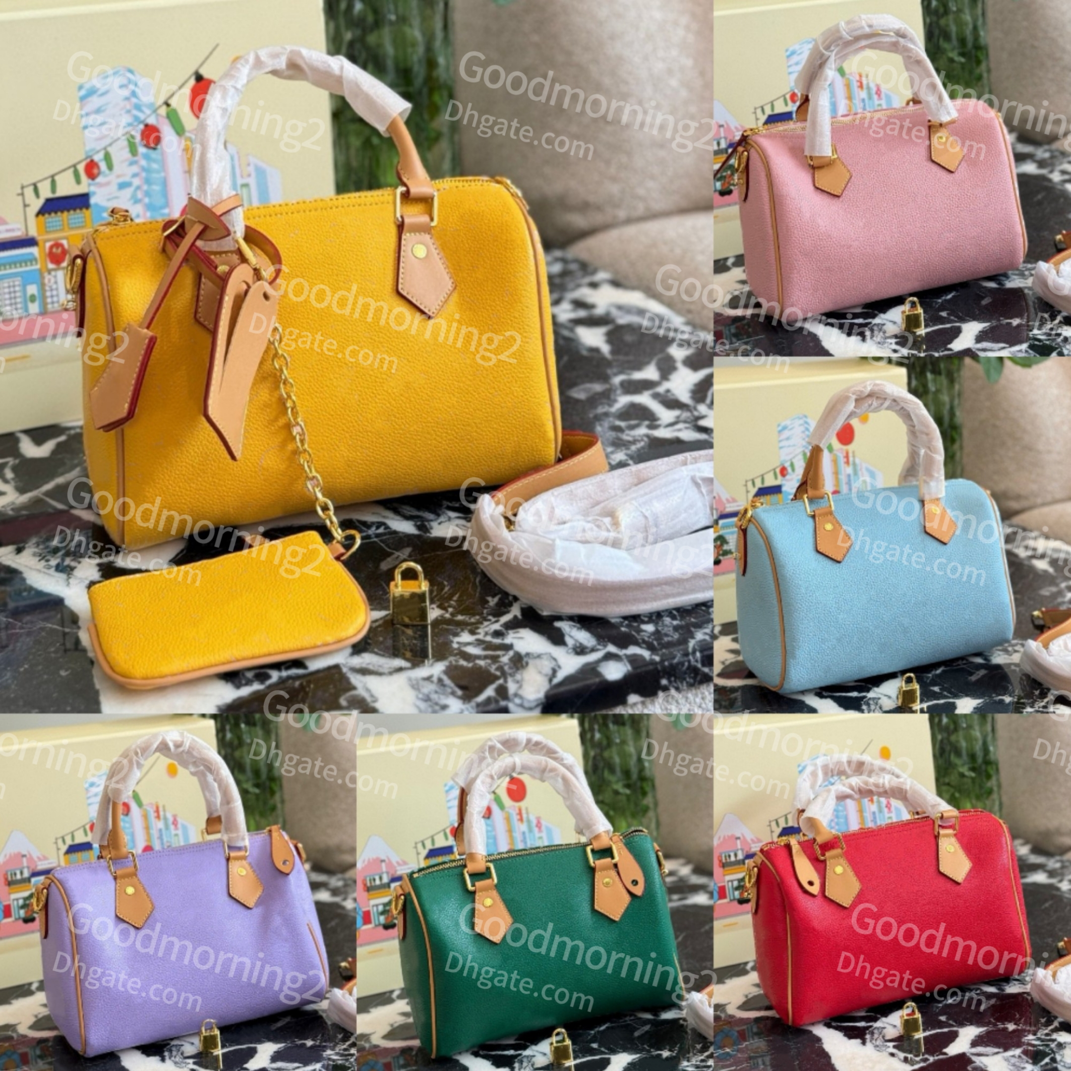 Top Quality Soft Leather Tote Bag 2025 Popular Handbag 25cm Boston Pillow Handbags 2 Piece Set and Carry Mini Zipper Wallet White Letter Pattern Design