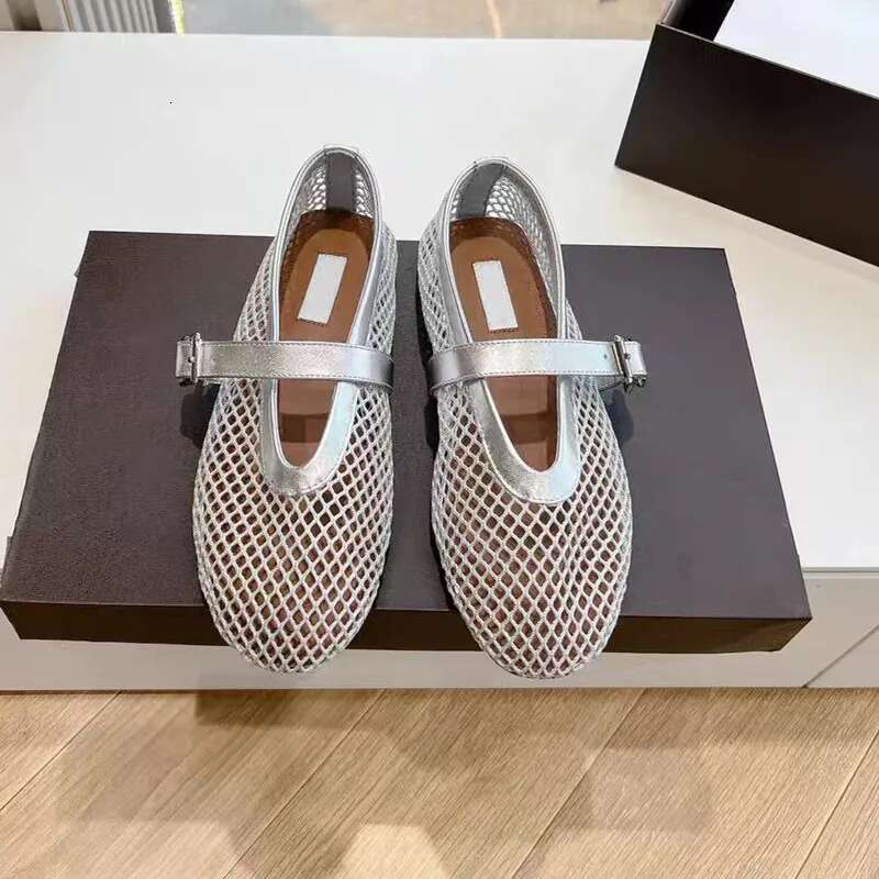 2025 New French Fairy Fishing Net Weaving Ballet Hole Shoes, Flat Sandals, Mesh Strap Single Shoes