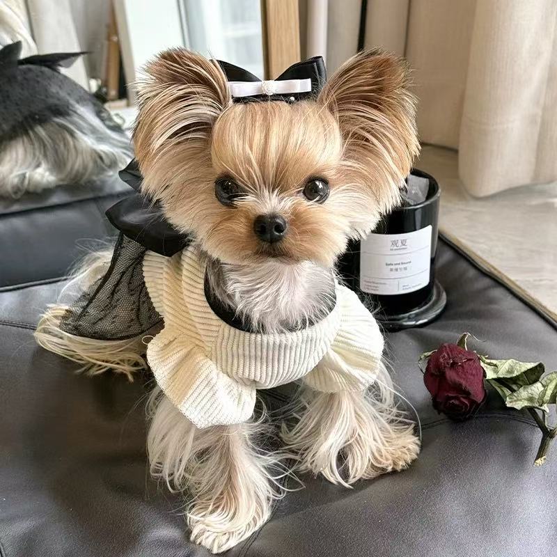 T00076Maltese special clothes pet puppy Yorkshire terrier pajamas autumn and winter thin home clothes belly protection