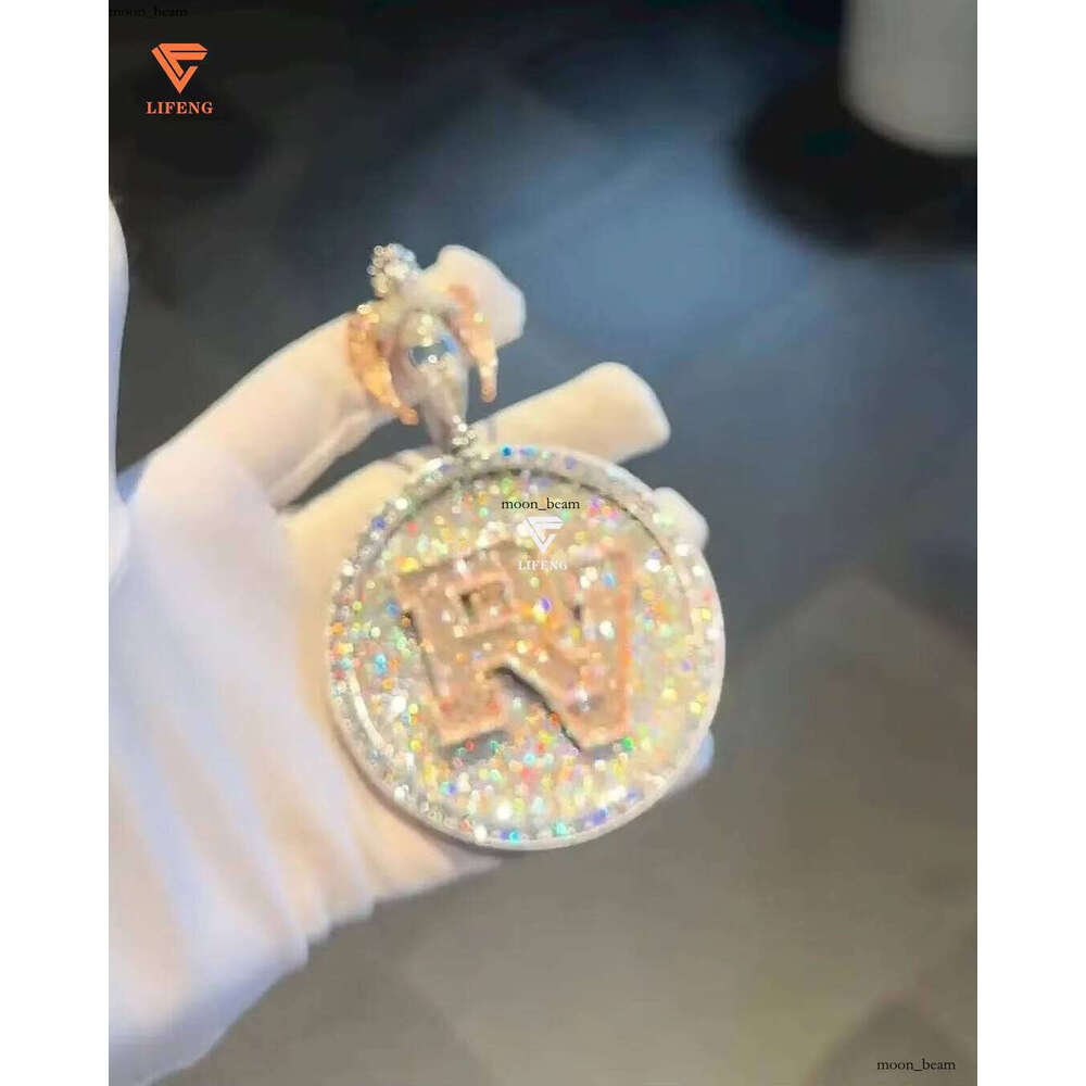 Lifeng Jewelry Iced Two-tone Hiphop Pendant Baguette VVS Moissanite Sterling Sier Charm