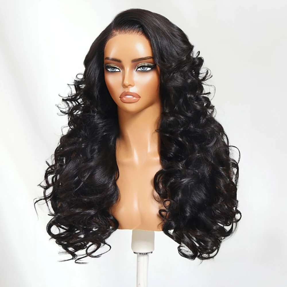 Glueless Body Wave Human Hair Long Wigs 200 Density 13x6 Lace Front Human Hair Glueless Wigs Black Natural 360 Lace Wig 13 x 6 To Wear