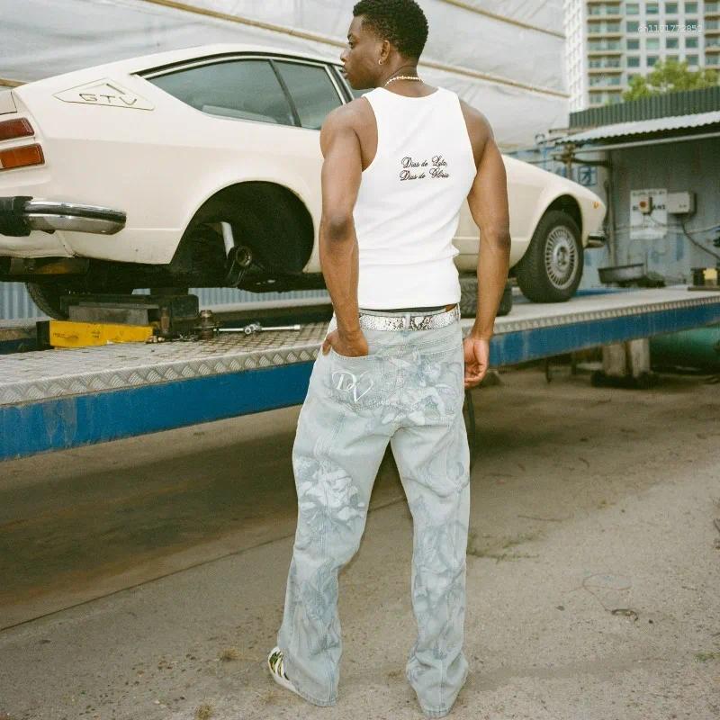 Y2k Retro Baggy Jeans Trendy Cupid Angel Pattern Men Women Pants Hip Hop Streetwear Unisex Casual Straight Leg Jeans