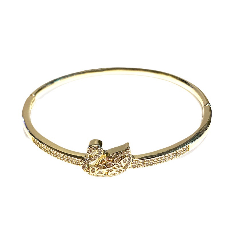 Fine 1 Jewellery Bracelet Jewellery Copper Gold Plated Swan with Cubic Zirconia Fashion Simple Versatile for Daily Wear and Special Occasion Gift High