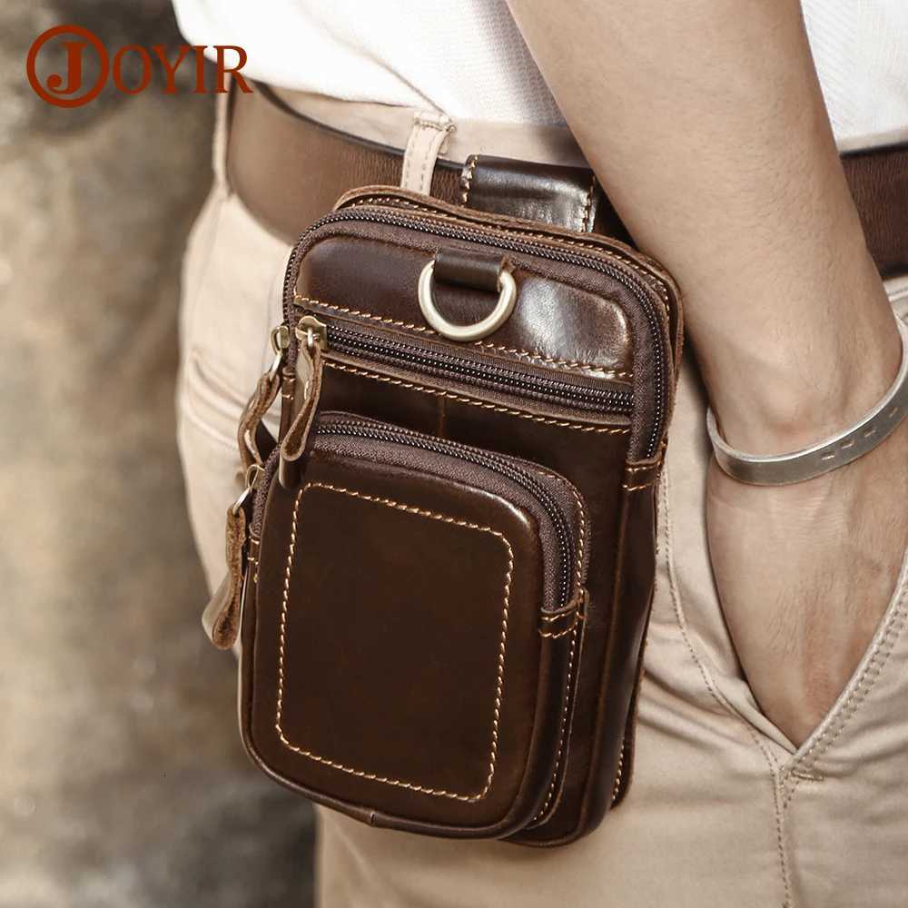 JOYIR Mens Leather Waist Bag Vintage Cowhide Leather Man Belt Pouch Casual Male Fanny Pack Waist Pack Phone Pouch NewT251128