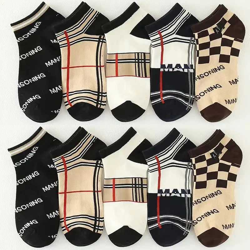 10 Pairs Mens Socks Thin Ins Fashion Cool Deodorant Low Help Mens motion Boat Socks Casual Letter Socks Womens cotton Socks J251128