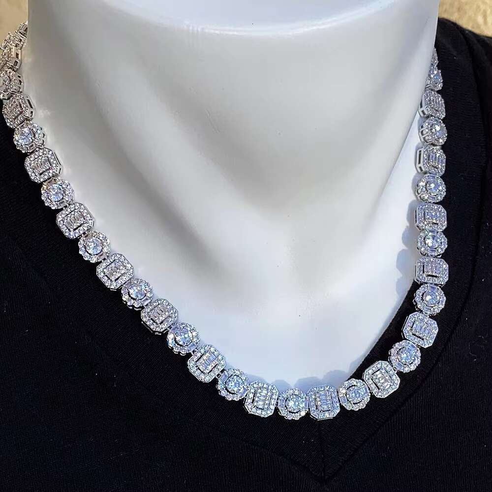 Purple 10mm necklace chilled square long stick breadflower tennis ball cluster chain white gold