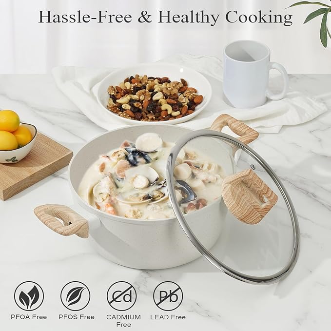 17-Pcs Pots and Pans Set Non Stick Kitchen Cookware Sets Nonstick Induction Cookware Non-toxic Black Granite Cooking Tools with Stay-Cool Handles Sili