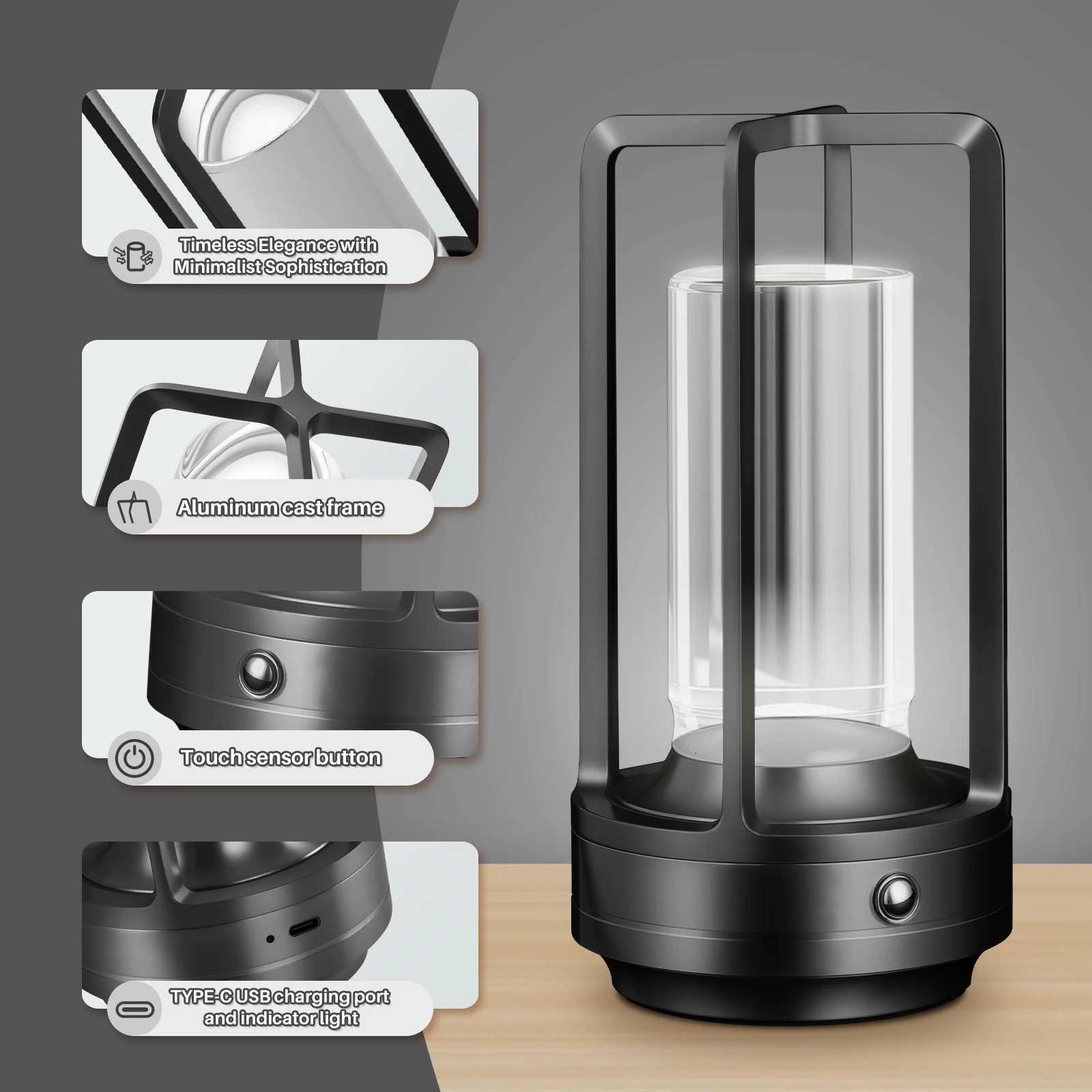 Lantern/lantern Modern Design USB LED Table Lamp Touch Switch Night Light With Rechargeable Battery for Restaurant Hotel Use M251128