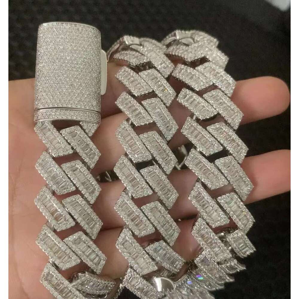 necklace VVS moissanite 18mm22mm24mm T square 925 silver inset Moissanite hip hop Cuban Mai Ah secret chain simulation drill collar