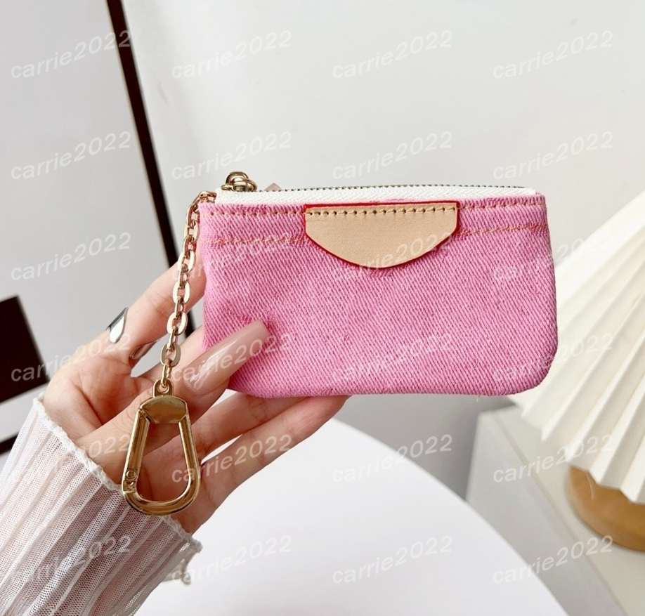 AAAAA Men Fashion Casual Designer Luxury POC CLE Key Pouch Wallet Coin Purse Credit Card Holder TOP Quality M62650 Business light pink