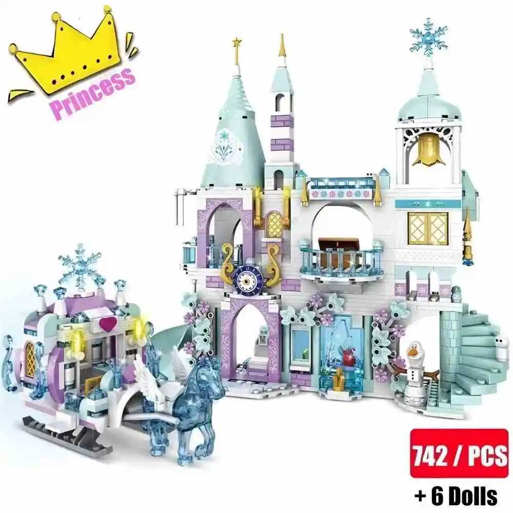 350pcs Ice Queen Castle Building Blocks Set Princess Elsa Frozen Castle Toy for Kids - Snowflake Design Creative Play Y251128