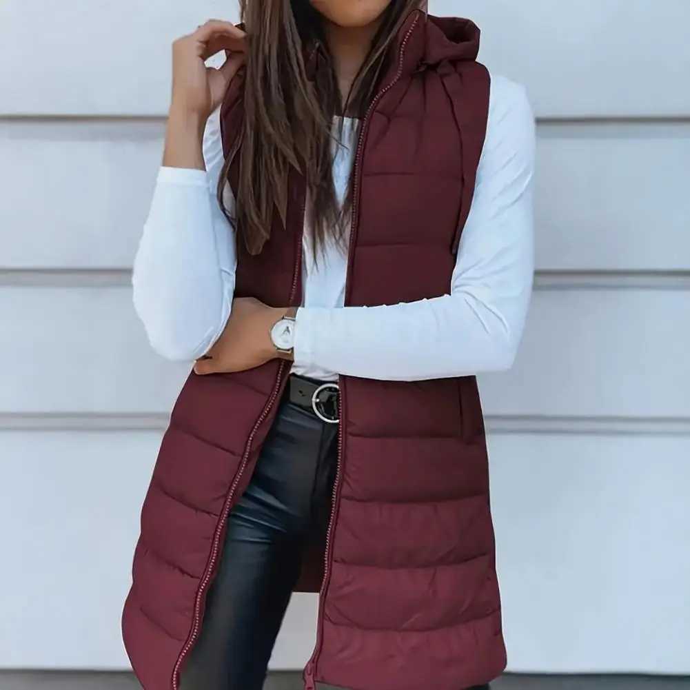 2025 Women Down Vest Womens Puffer Vest Casual Zip Up Quilted Padded Vest Hooded Sleeveless Down Jacket Winter Warm OuterwearT251128