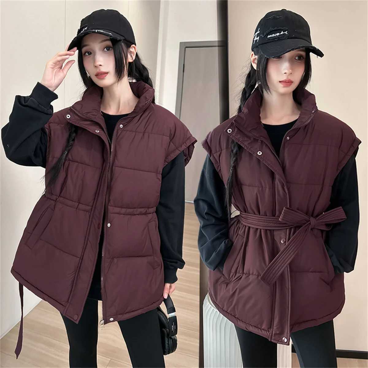 Korean Chic Streetwear Vest Short Parkas Autumn Winter Casual Elegant Sleeveless Down Coat Women High Street Jackets Clothes NewT251128