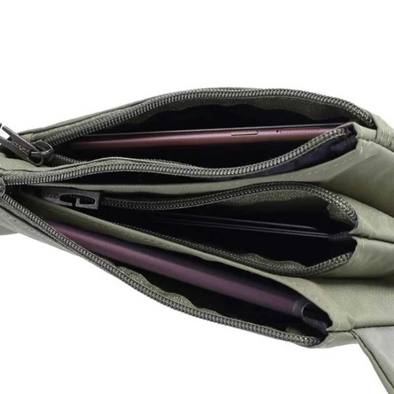 Unisex Nylon 4-Pocket Waterproof Fanny Pack Black Durable Stylish Mens Crossbody BagT251128