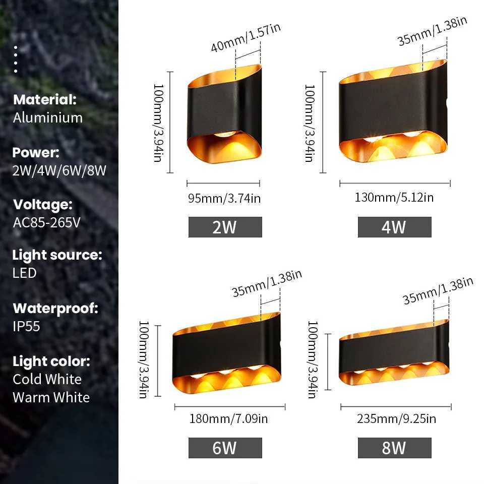 Aluminium LED Wall Lamp Waterproof IP55 Indoor Outdoor Lamp Garden Lights for Living Room Hallway Bedroom Decor M251128