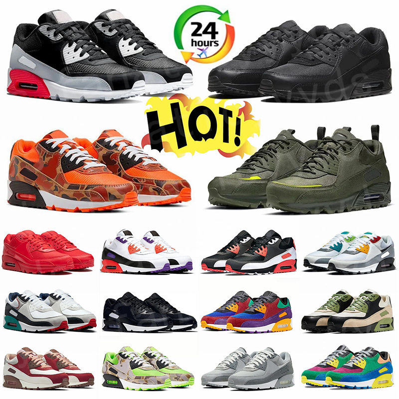 Running Shoes 90s Triple White Black Infrared Bacon Orange Duck Camo Women Mens Trainers Sneakers 36-45