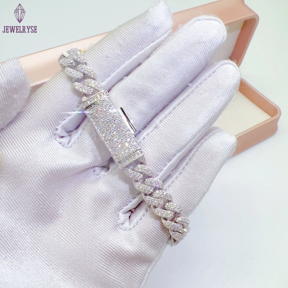 Chains 8mm 18-24inch 925 Sterling Silver VVS Moissanite Cuban Chain Necklace 7/8/9inch Bracelet For Women/Men Nice Gift