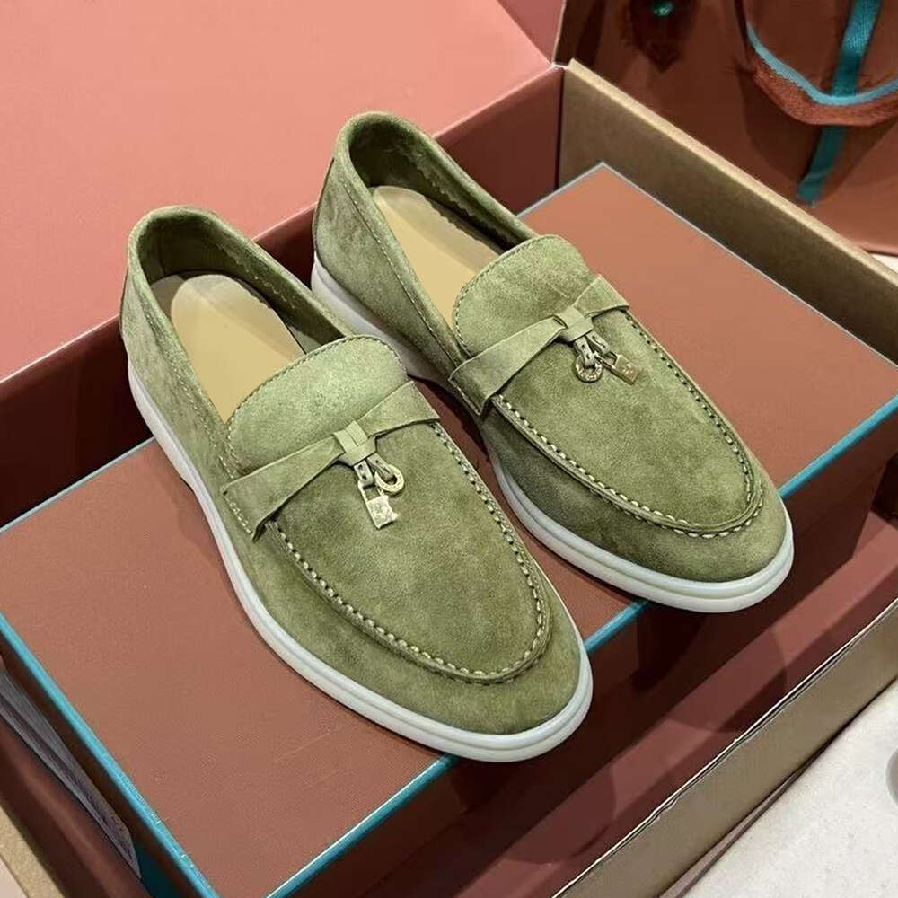 Lora Pianno Loafer Designer Womens Famous Slides Dress Shoes Ladies Slippers Luxury Bottom Casual Business Casual Wear Flat Leather Suede Formal Best Quality 652