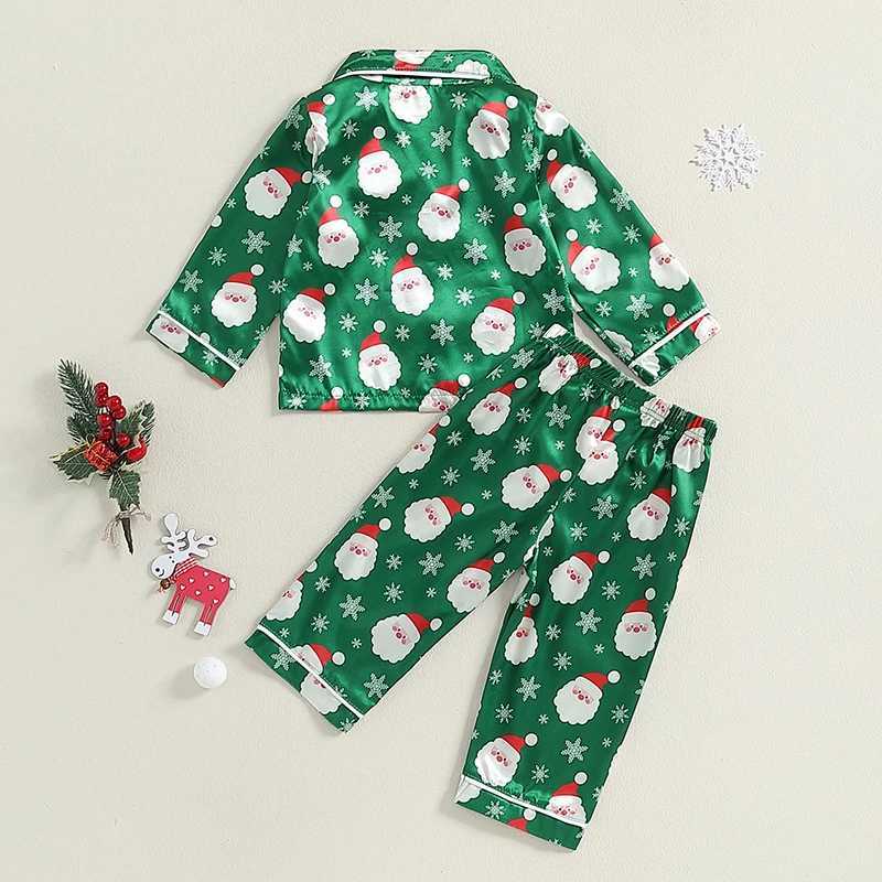 Children s Christmas Pajama Set with Reindeer Print Cozy Long Sleeve Top and Elastic Waist Pants for Boys and Girls 2 Piece H260403