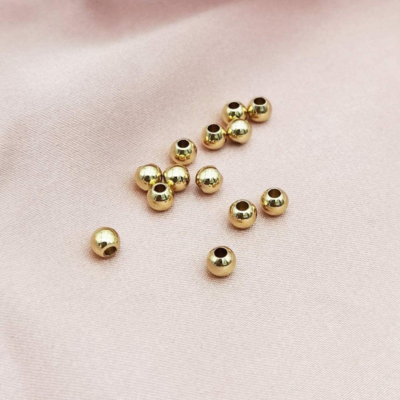 300Pcs Gold Plated Brass Metal beads 3/4/5/6MM Round Copper Spacer Loose Beads For Jewelry Bracelets Necklace Making DIY Accessories