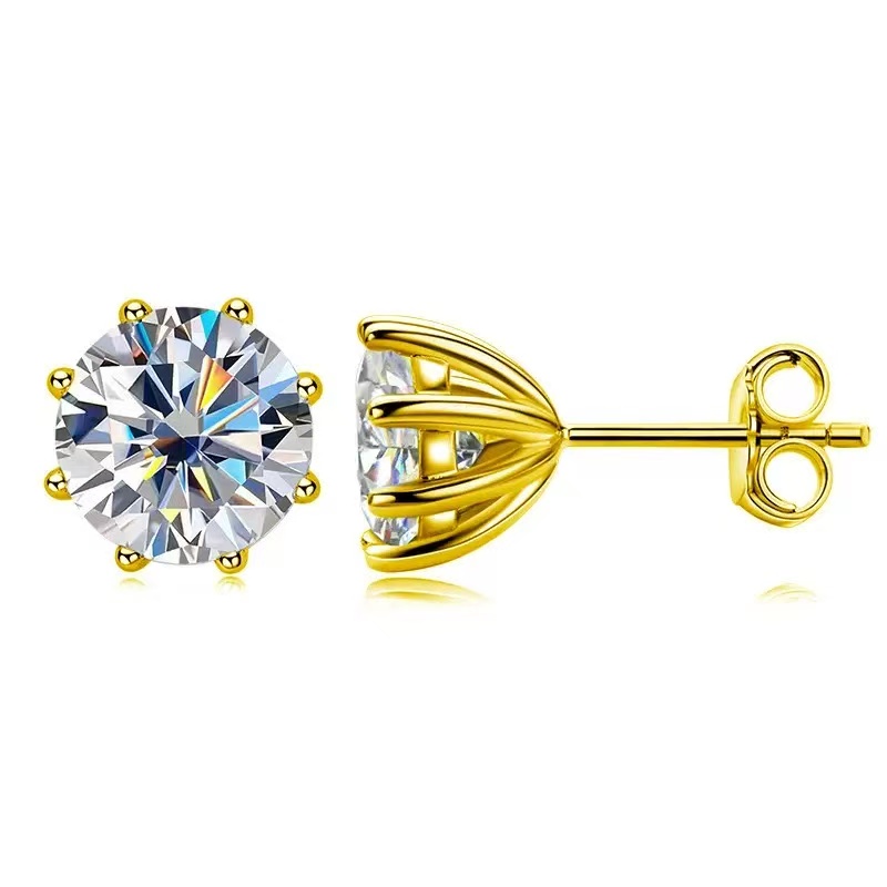Smyoue 2ct Round Cut D Color Moissanite Earring Studs for Women 100% 925 Sterling Silver Lab Diamond Ear Stud White Gold Plated