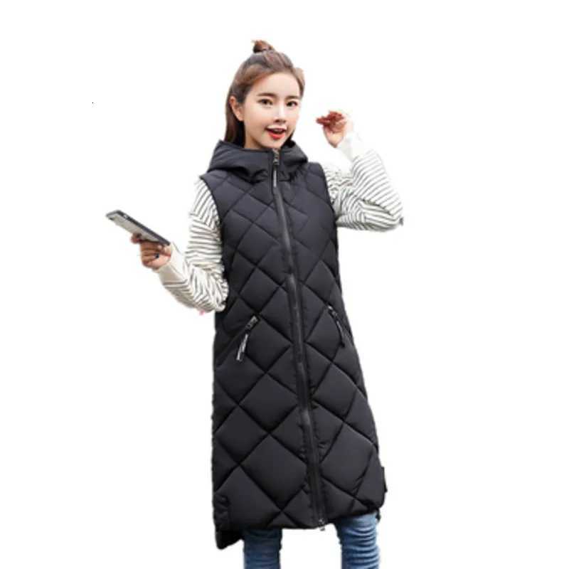 Womens Sleeveless Vest Long Down Padded Jacket Solid Color Hooded Loose Ladies Fashion Casual Warm Winter Jacket Vest WomenT251128