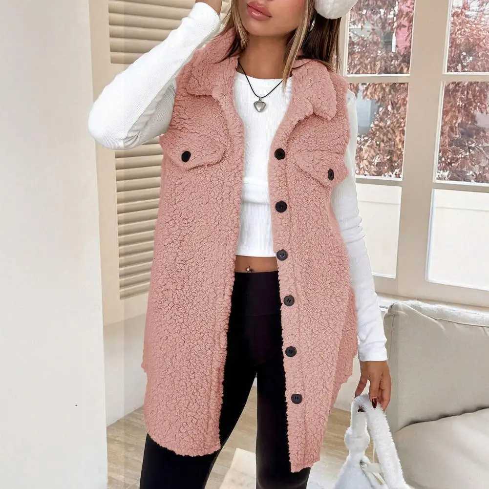 Women Polyester Vest Jacket Skin-friendly Women Vest Cozy Sherpa Vest for Women Oversized Fuzzy Fleece Jacket with Button DownT251128