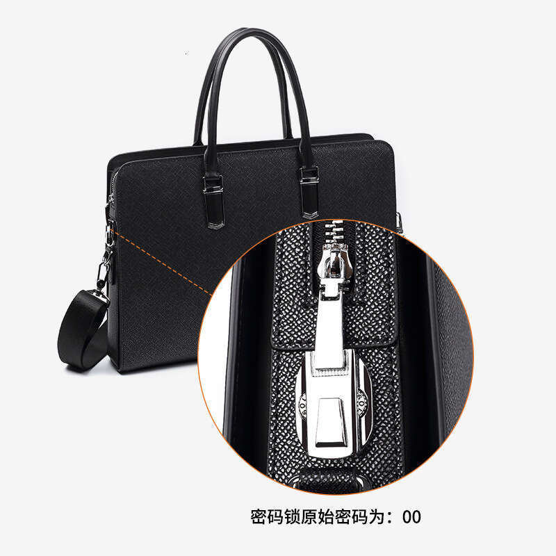 Luxury Bag Designer High-end Handbag Business Casual Bag Fashion High-end Feel Combination Lock Leather Fashion Men's Briefcase Hobo Shoulder Bag