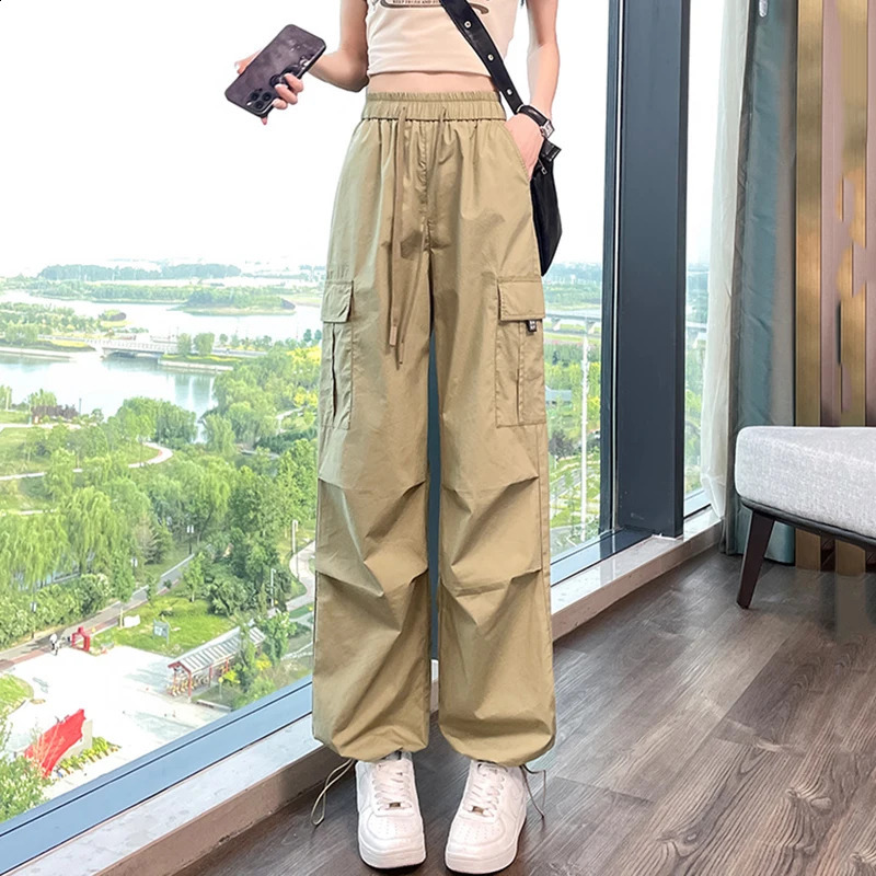 Fashionable jogging casual womens fashionable straight elastic high waisted street clothing ultra-thin mens summer tight pants Z260314