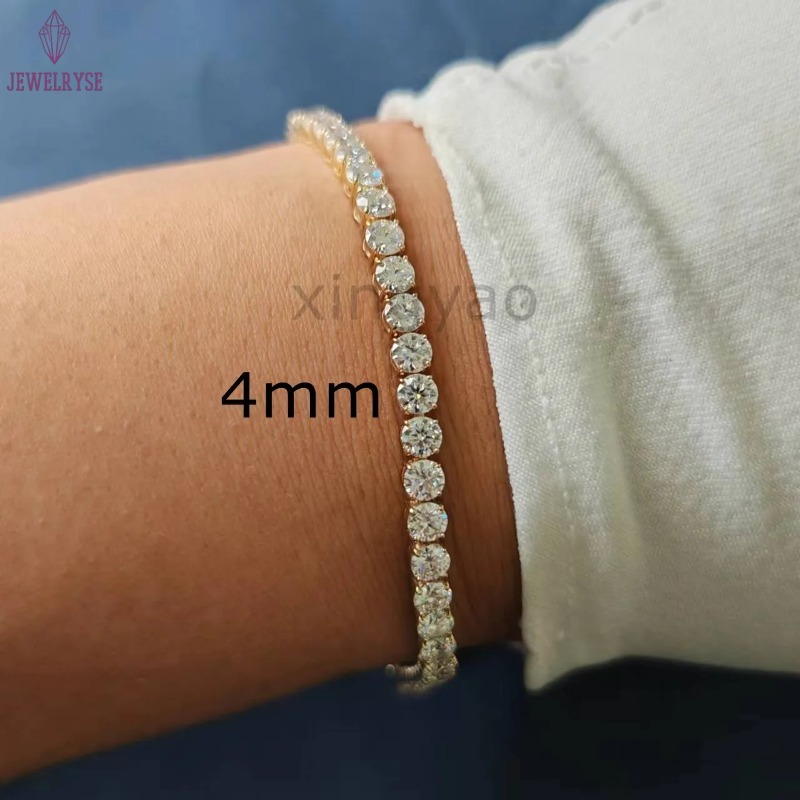 3MM 4MM RoundTennis Chain moissanite lab diamond bracelet Unique Designer moissanite chain Tennis bracelet moissanite bracelet