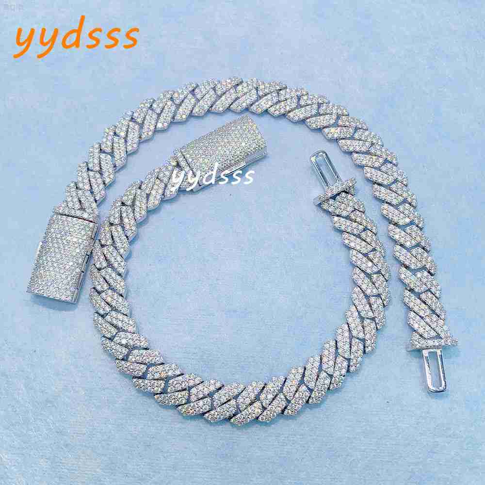 Mens Cuban Chain 10mm 925 Sterling Silver Moissanite Cuban Link Chain Hip Hop Jewelry